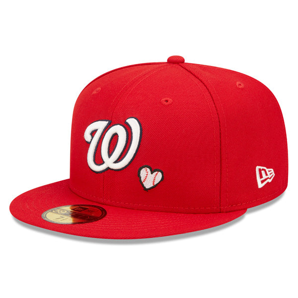 Washington Nationals 2019 WORLD SERIES Exclusive TEAM HEARTS New Era Fitted 59Fifty MLB Hat - Red