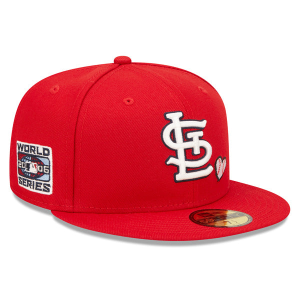St.Louis Cardinals 2006 WORLD SERIES Exclusive TEAM HEARTS New Era Fitted 59Fifty MLB Hat - Red