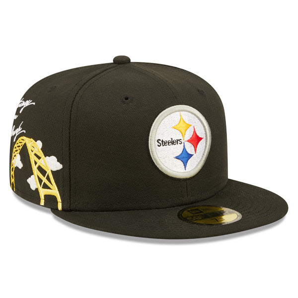 Pittsburgh Steelers New Era Exclusive CLOUD ICON 59Fifty Fitted Hat - Black