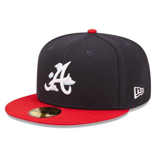 Atlanta Braves 1995 World Series New Era Exclusive COMIC CLOUD 59Fifty Fitted Hat - Navy/Red/Sky Bottom