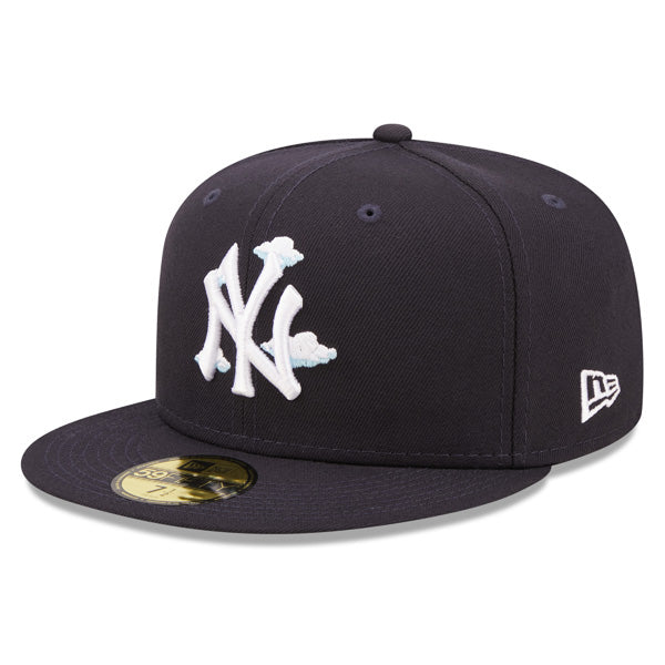 New York Yankees 1996 World Series New Era Exclusive COMIC CLOUD 59Fifty Fitted Hat - Navy/Sky Bottom