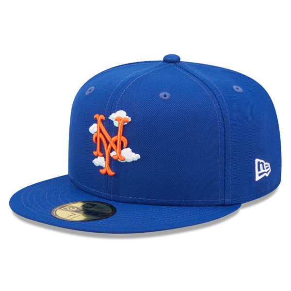 New York Mets 1986 World Series New Era Exclusive COMIC CLOUD 59Fifty Fitted Hat - Royal/Sky Bottom