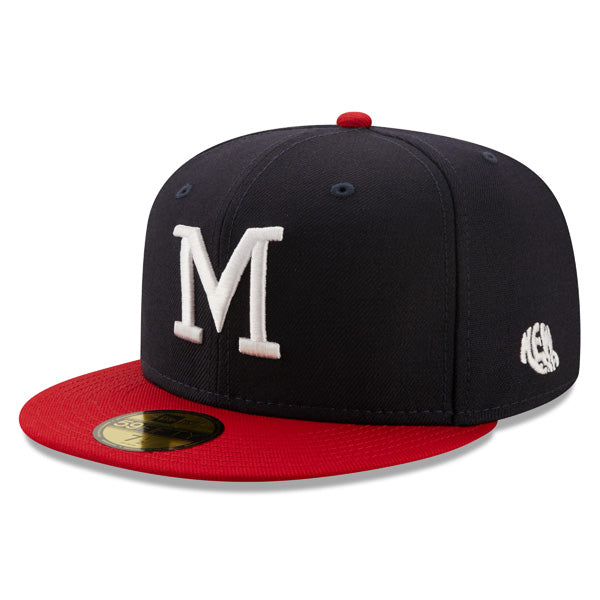 Milwaukee Braves 1957 WORLD SERIES Exclusive New Era 59Fifty Fitted Hat - Navy/Red/Green Bottom