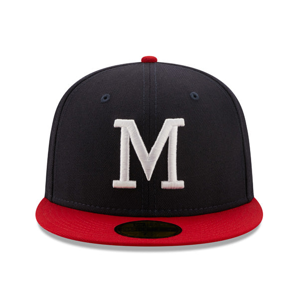 Milwaukee Braves 1957 WORLD SERIES Exclusive New Era 59Fifty Fitted Hat - Navy/Red/Green Bottom