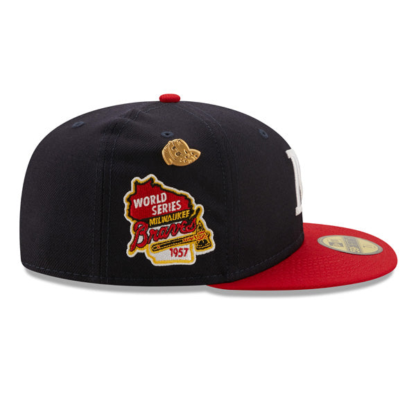 Milwaukee Braves 1957 WORLD SERIES Exclusive New Era 59Fifty Fitted Hat - Navy/Red/Green Bottom