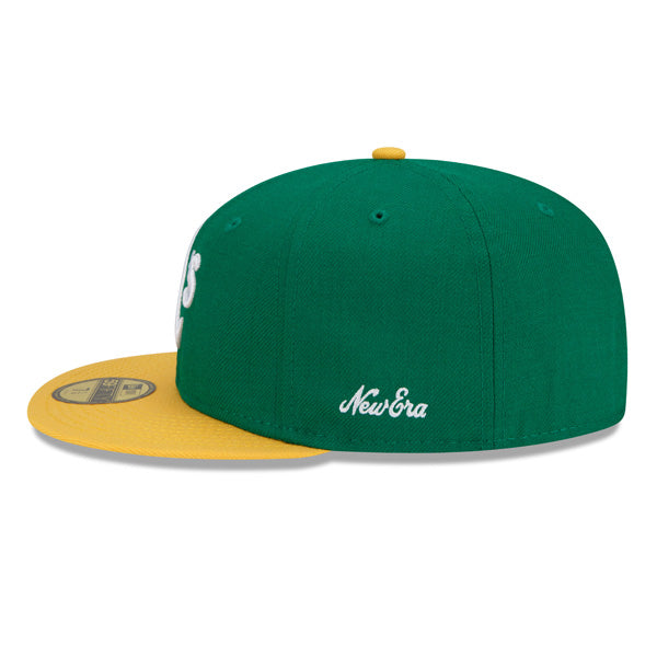 Oakland Athletics 1973 WORLD SERIES Exclusive New Era 59Fifty Fitted Hat - Green/Yellow/Green Bottom