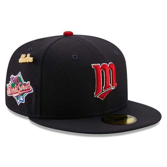 Minnesota Twins 1987 WORLD SERIES Exclusive New Era 59Fifty Fitted Hat - Navy/Red/Green Bottom