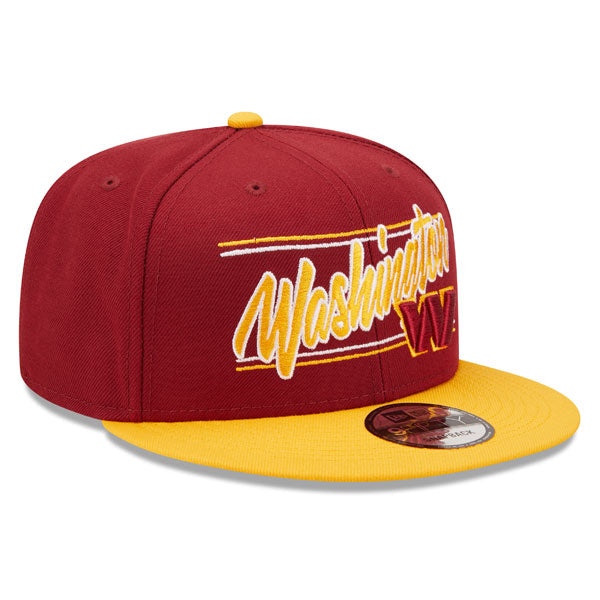 Washington Commanders New Era TEAM SCRIPT 9Fifty Snapback NFL Hat – Burgundy/Yellow