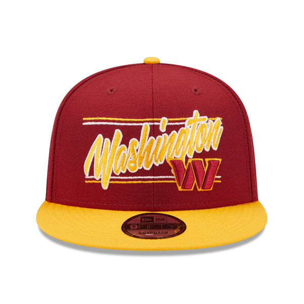 Washington Commanders New Era TEAM SCRIPT 9Fifty Snapback NFL Hat – Burgundy/Yellow