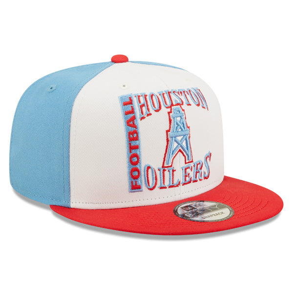 Houston Oilers New Era HELMET HIT 9Fifty Snapback NFL Hat – White/Red/Sky