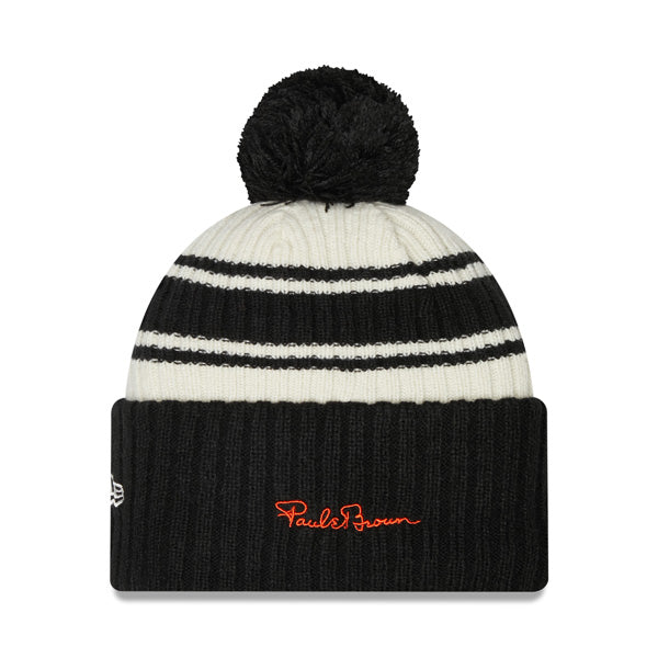 Cincinnati Bengals New Era 2022 Sideline Sport Cuffed Pom Knit Hat - Cream/Black