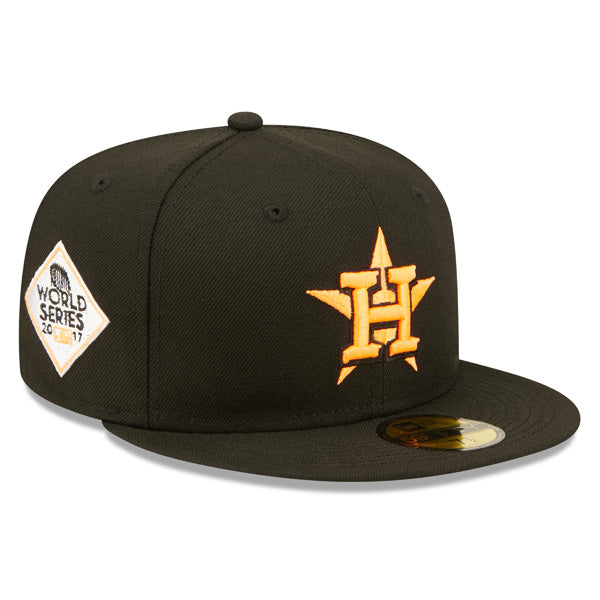 Houston Astros 2017 Exclusive SUPER POP New Era Fitted 59Fifty MLB Hat -Black/Neon Orange