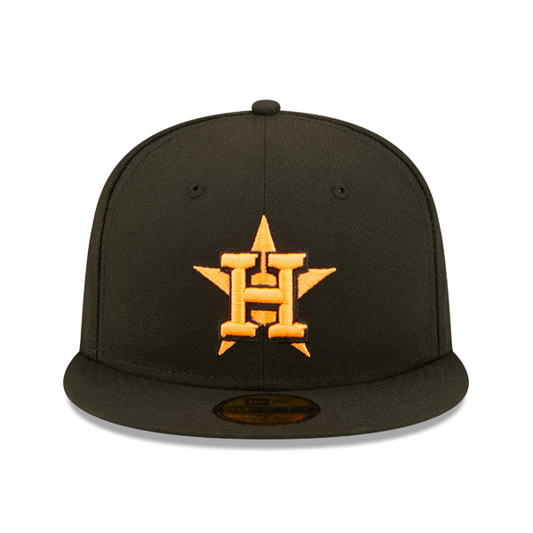 Houston Astros 2017 Exclusive SUPER POP New Era Fitted 59Fifty MLB Hat -Black/Neon Orange