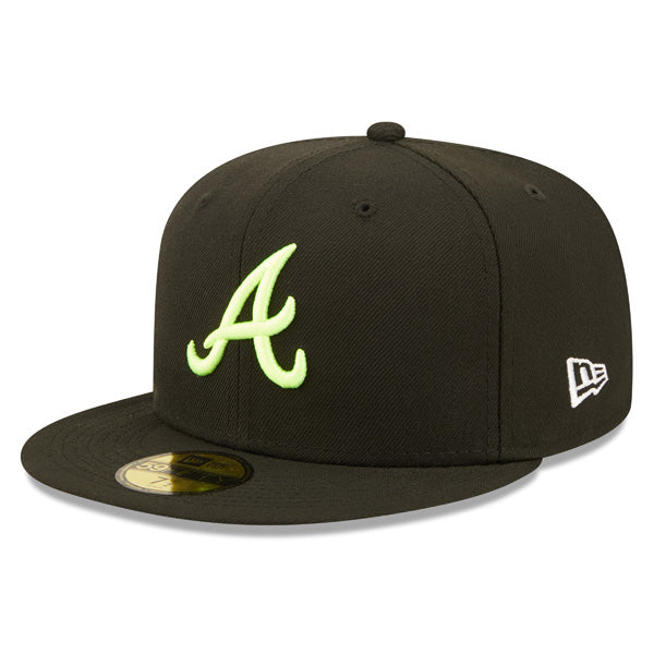 Atlanta Braves 1989 World Series Exclusive SUPER POP New Era Fitted 59Fifty MLB Hat -Black/Lime