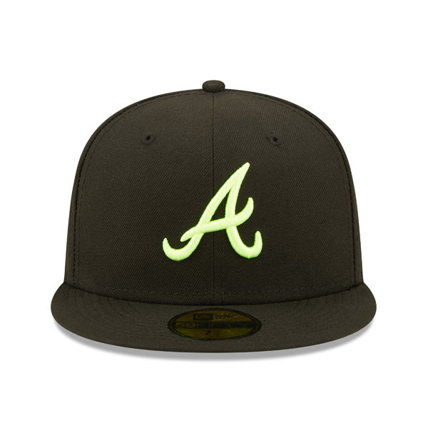 Atlanta Braves 1989 World Series Exclusive SUPER POP New Era Fitted 59Fifty MLB Hat -Black/Lime