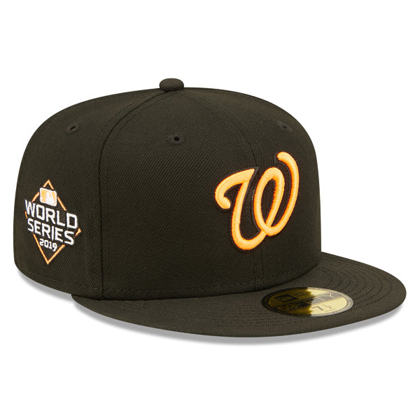 Washington Nationals 2019 Exclusive SUPER POP New Era Fitted 59Fifty MLB Hat -Black/Neon Orange