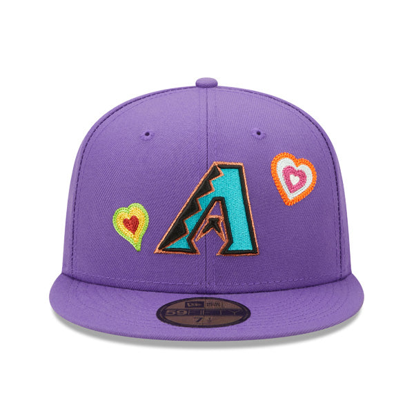 Arizona Diamondbacks CHAINED HEARTS Exclusive New Era Fitted 59Fifty MLB Hat -Lavender, Pink