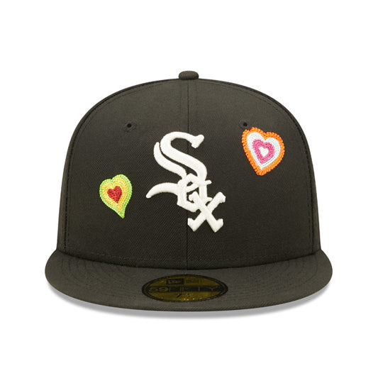 Chicago White Sox CHAINED HEARTS Exclusive New Era Fitted 59Fifty MLB Hat -Black/Pink