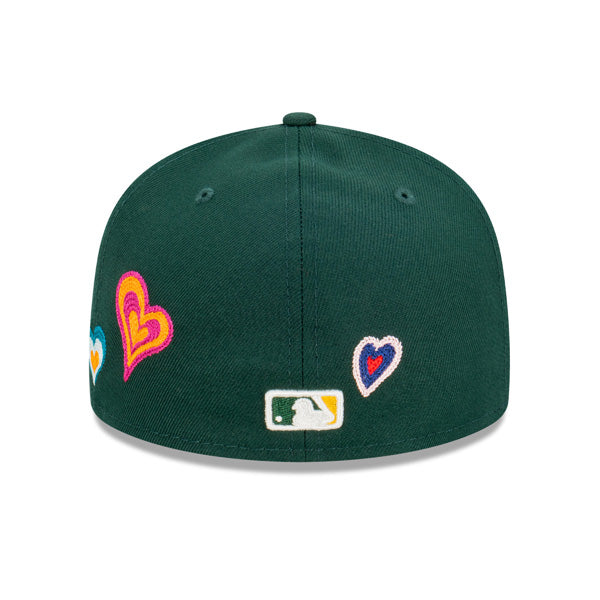 Oakland Athletics CHAINED HEARTS Exclusive New Era Fitted 59Fifty MLB Hat -Green/Pink