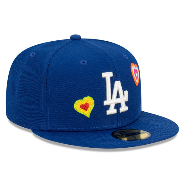 Los Angeles Dodgers CHAINED HEARTS Exclusive New Era Fitted 59Fifty MLB Hat -Royal/Pink