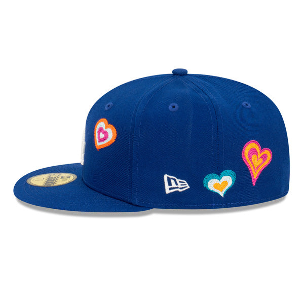 Los Angeles Dodgers CHAINED HEARTS Exclusive New Era Fitted 59Fifty MLB Hat -Royal/Pink