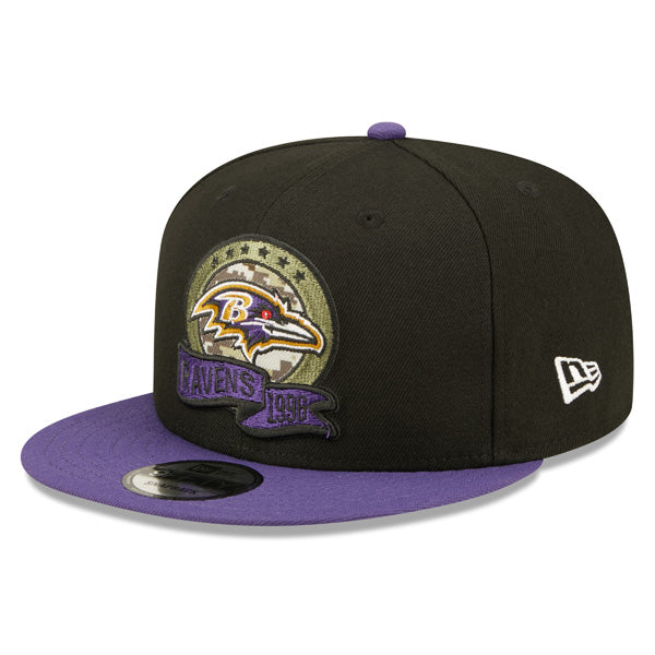 Baltimore Ravens NFL 2022 Salute to Service 9FIFTY Snapback Hat - Black/Purple