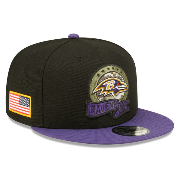 Baltimore Ravens NFL 2022 Salute to Service 9FIFTY Snapback Hat - Black/Purple