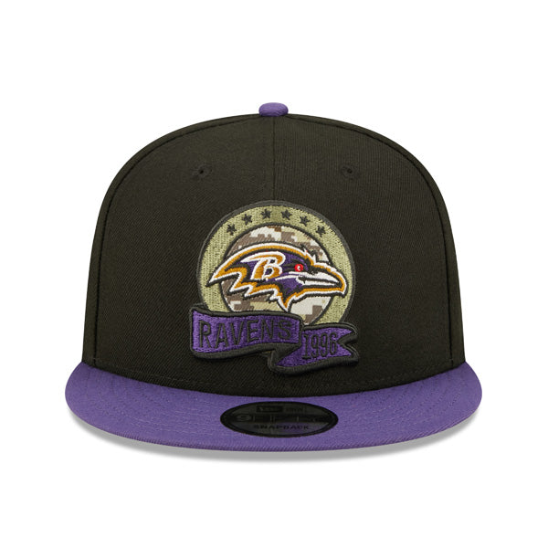 Baltimore Ravens NFL 2022 Salute to Service 9FIFTY Snapback Hat - Black/Purple