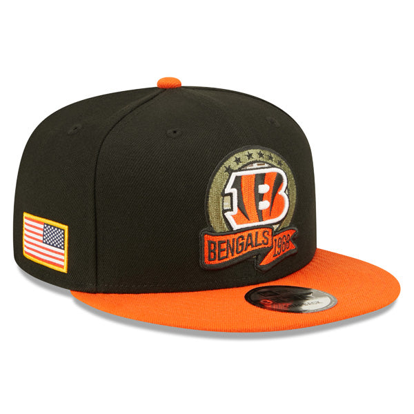 Cincinnati Bengals NFL 2022 Salute to Service 9FIFTY Snapback Hat - Black/Orange