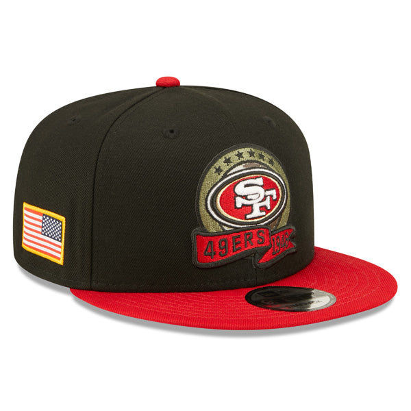 San Francisco 49ers NFL 2022 Salute to Service 9FIFTY Snapback Hat - Black/Red