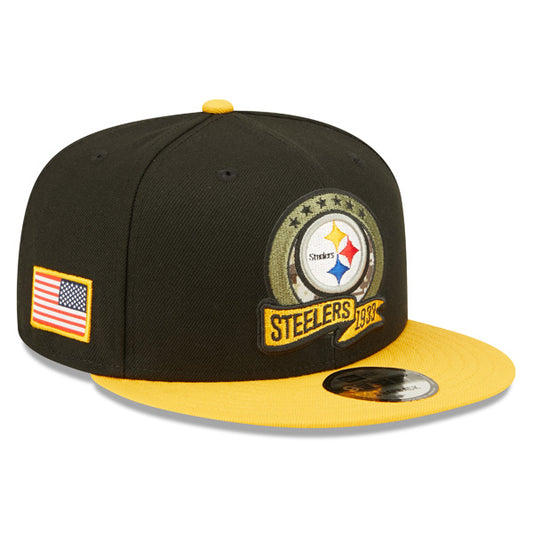 Pittsburgh Steelers NFL 2022 Salute to Service 9FIFTY Snapback Hat - Black/Yellow