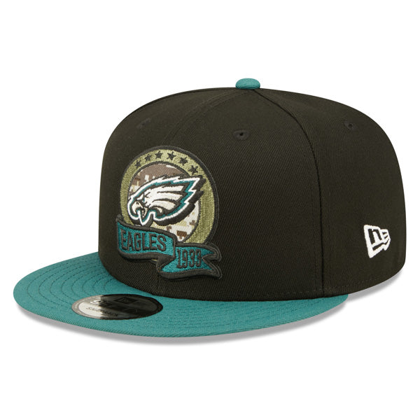 Philadelphia Eagles NFL 2022 Salute to Service 9FIFTY Snapback Hat - Black/Green