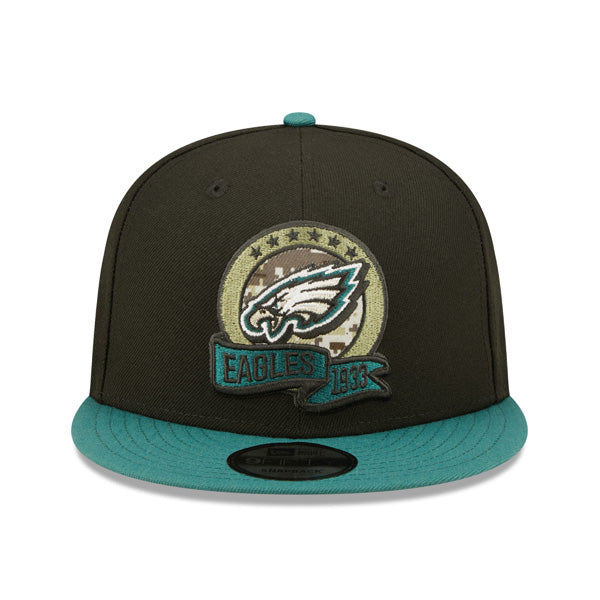 Philadelphia Eagles NFL 2022 Salute to Service 9FIFTY Snapback Hat - Black/Green