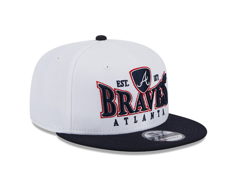 Atlanta Braves MLB New Era CREST 9Fifty Snapback Hat - White/Navy