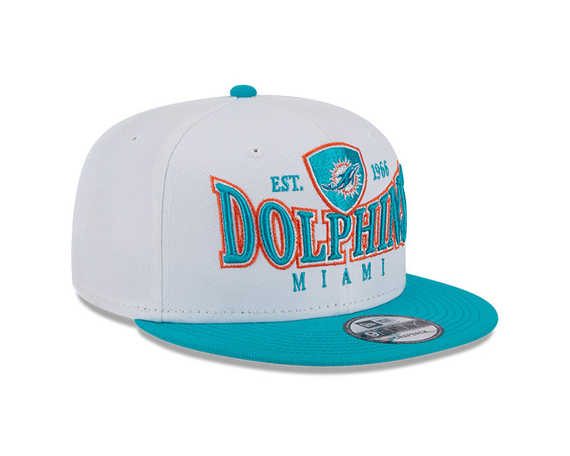 Miami Dolphins NFL New Era CREST 9Fifty Snapback Hat - White/Aqua