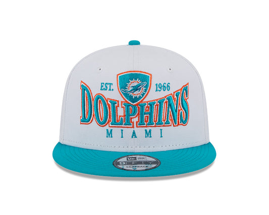 Miami Dolphins NFL New Era CREST 9Fifty Snapback Hat - White/Aqua