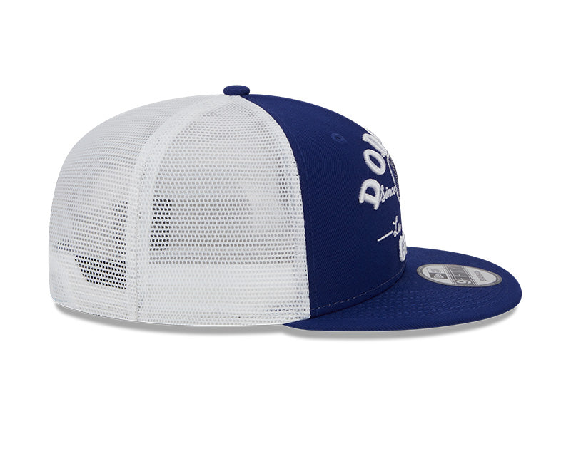 Los Angeles Dodgers MLB New Era THE CLUB TRUCKER 9Fifty Snapback Mesh Hat - White/Royal