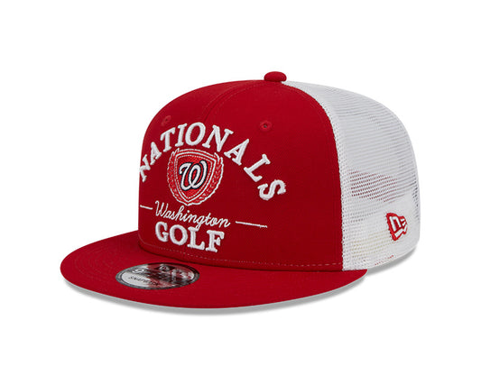 Washington Nationals MLB New Era THE CLUB TRUCKER 9Fifty Snapback Mesh Hat - White/Red