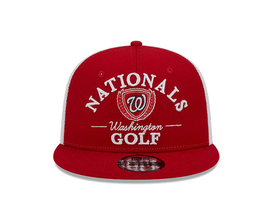 Washington Nationals MLB New Era THE CLUB TRUCKER 9Fifty Snapback Mesh Hat - White/Red