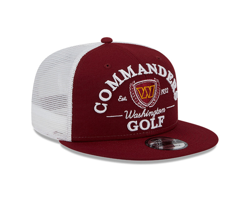 Washington Commanders NFL New Era THE CLUB TRUCKER 9Fifty Snapback Mesh Hat - Burgundy/White