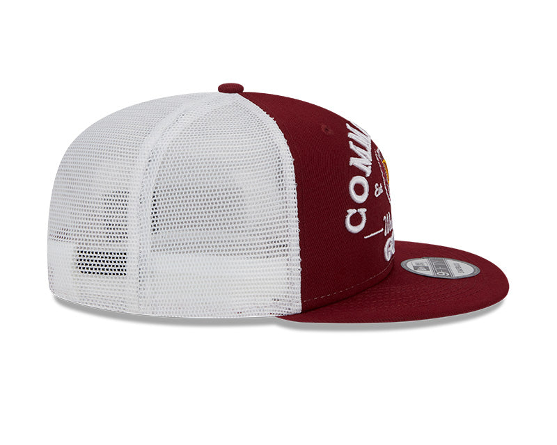 Washington Commanders NFL New Era THE CLUB TRUCKER 9Fifty Snapback Mesh Hat - Burgundy/White