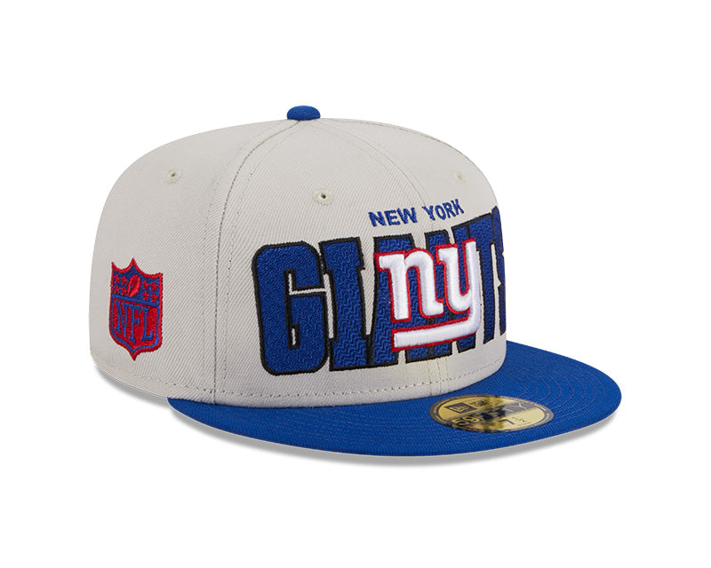 New York Giants New Era 2023 NFL Draft On-Stage 59FIFTY Fitted Hat - Stone/Navy