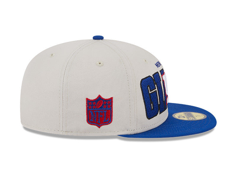 New York Giants New Era 2023 NFL Draft On-Stage 59FIFTY Fitted Hat - Stone/Navy