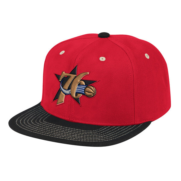 Philadelphia 76ers Mitchell & Ness CONTRAST STITCH Snapback NBA Hat- Red/Black