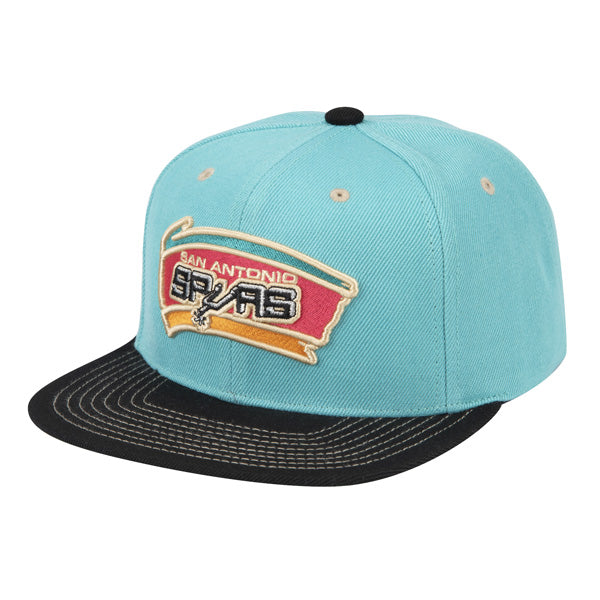 San Antonio Spurs Mitchell & Ness CONTRAST STITCH Snapback NBA Hat- Teal/Black