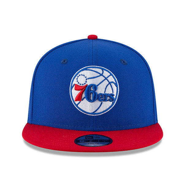 Philadelphia 76ers New Era YOUTH 9Fifty Snapback Adjustable NBA Hat - Royal/Red