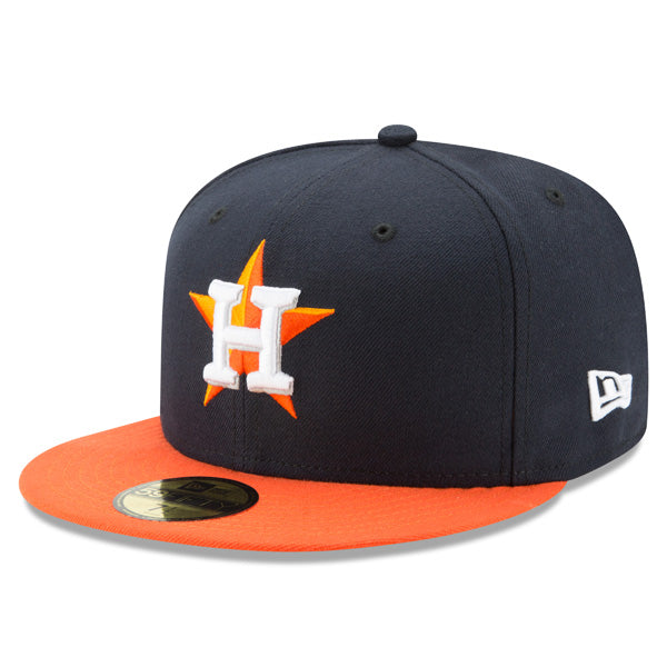 Houston Astros New Era Authentic Collection ROAD On-Field 59Fifty Fitted MLB Hat - Navy/Orange