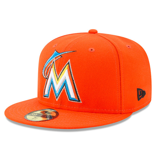 Miami Marlins New Era Authentic Collection Road 2017 On-Field Fitted 59Fifty MLB Hat - Orange