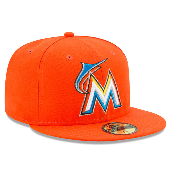 Miami Marlins New Era Authentic Collection Road 2017 On-Field Fitted 59Fifty MLB Hat - Orange