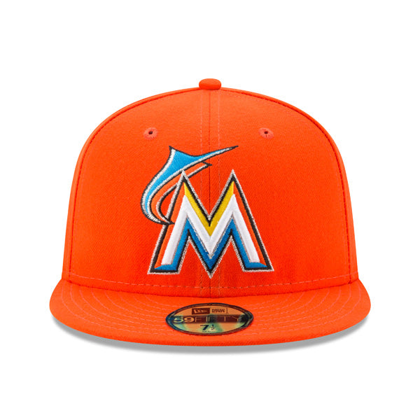 Miami Marlins New Era Authentic Collection Road 2017 On-Field Fitted 59Fifty MLB Hat - Orange